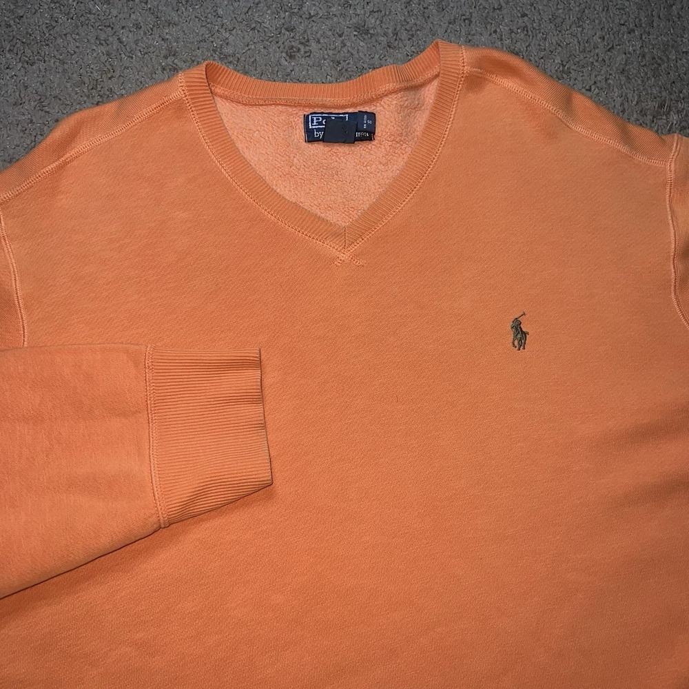 Vintage Polo Ralph Lauren Crewneck Sweatshirt Men's 2XL Orange Pullover 90s